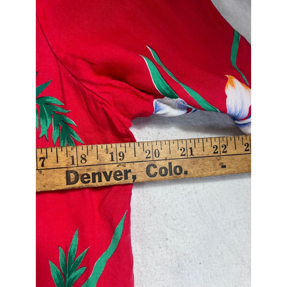 So What! of California Vintage Tropical Floral Blazer Red Rayon USA Small - Picture 5 of 10